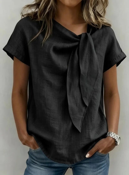 Women's Summer Short Sleeve Casual T-Shirt - Cotton Blend Lightweight Everyday Top For Daily Wear